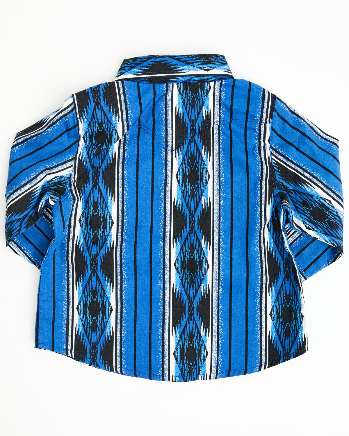 Image #2 - Wrangler Infant Boys' Serape Striped Southwestern Print Long Sleeve Snap Western Shirt, Blue, hi-res