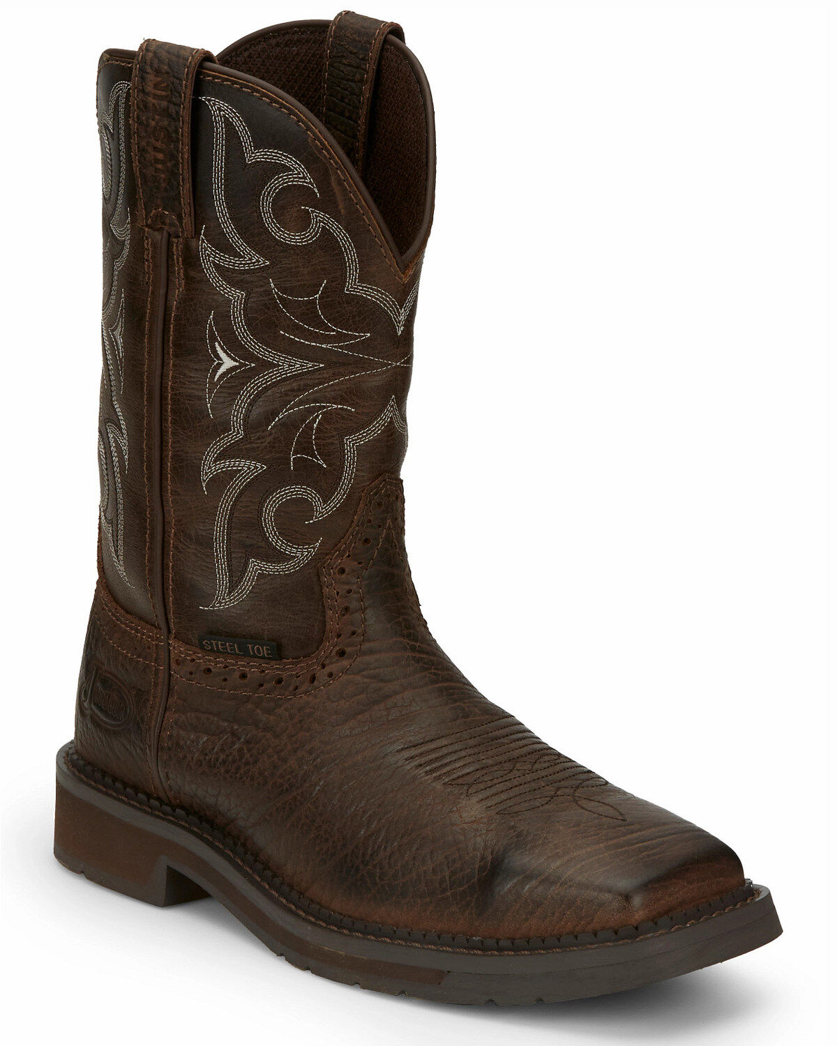 Image #1 - Justin Men's Amarillo Cactus Western Work Boots - Steel Toe, Brown, hi-res