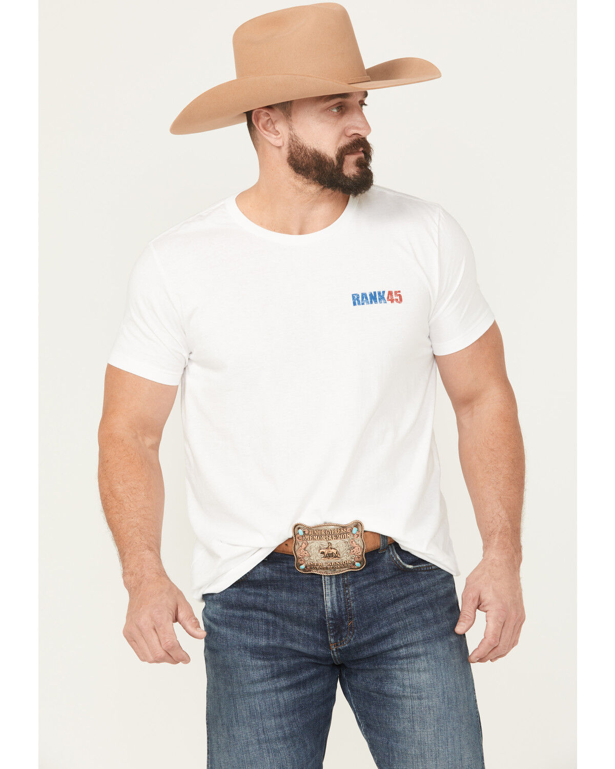 Image #1 - RANK 45&reg; Men's Red 45 Short Sleeve Graphic T-Shirt, White, hi-res