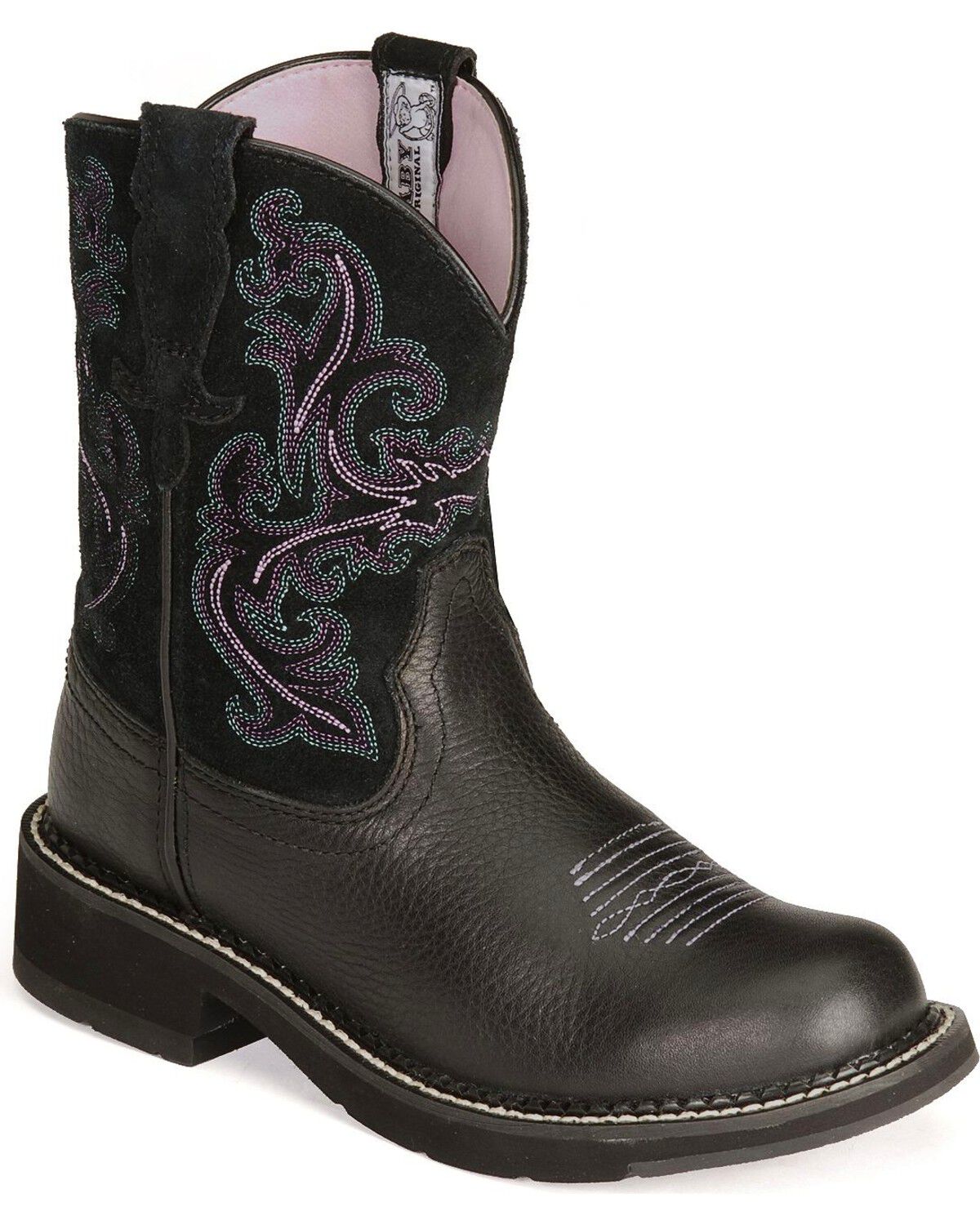 Ariat Women's Fatbaby Deertan Western Boots - Round Toe, Black, hi-res