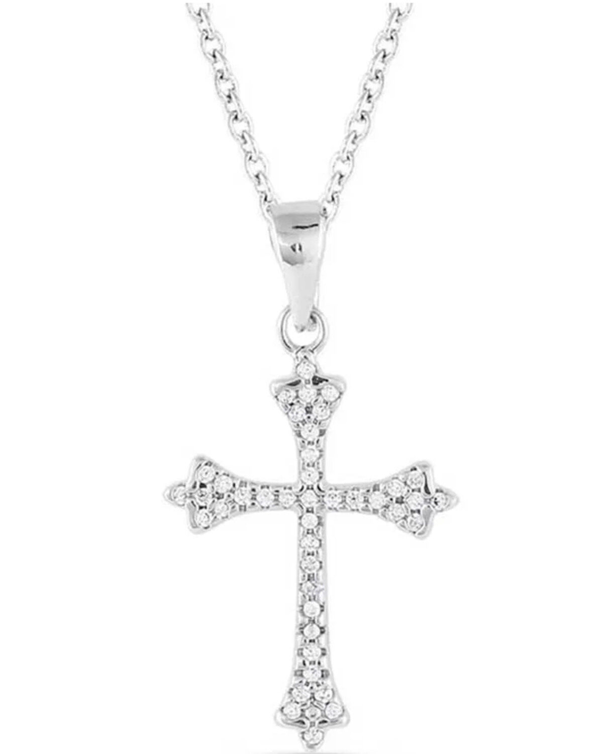 Image #1 - Montana Silversmiths Women's Ethereal Crystal Cross Necklace, Silver, hi-res