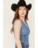 Image #2 - Scully Women's Tie Side Denim Vest , Blue, hi-res