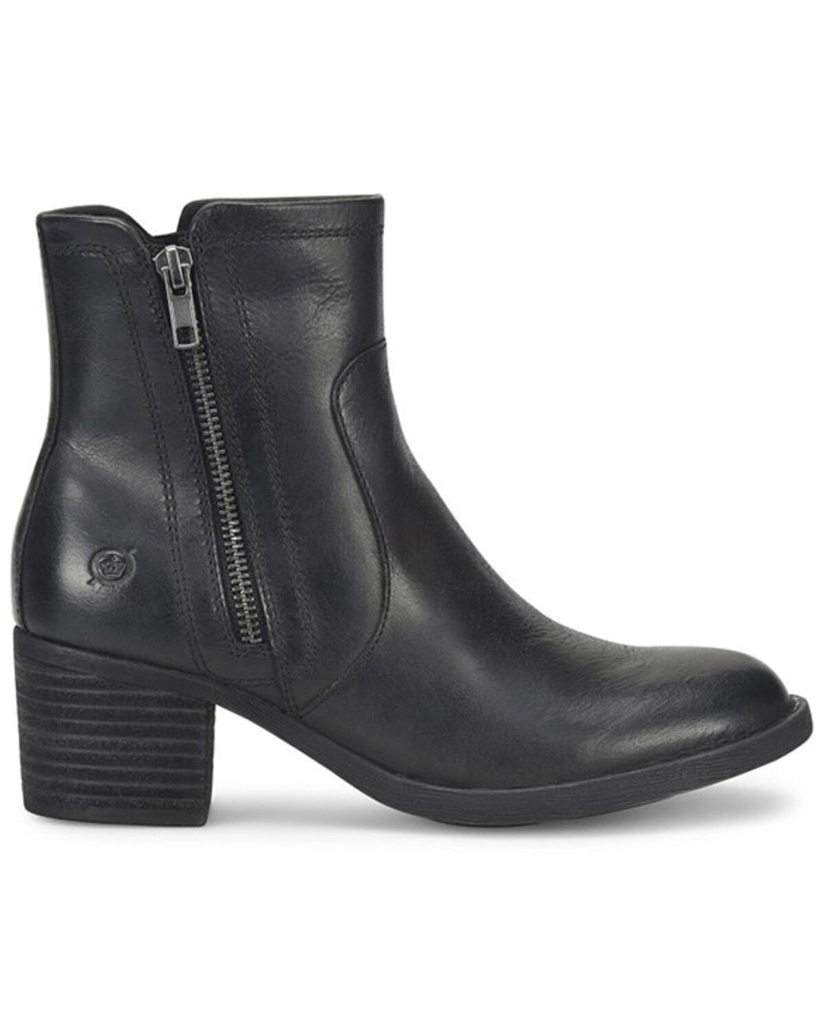 Image #2 - Born Women's Rigby Double Zipper Booties - Round Toe, Black, hi-res