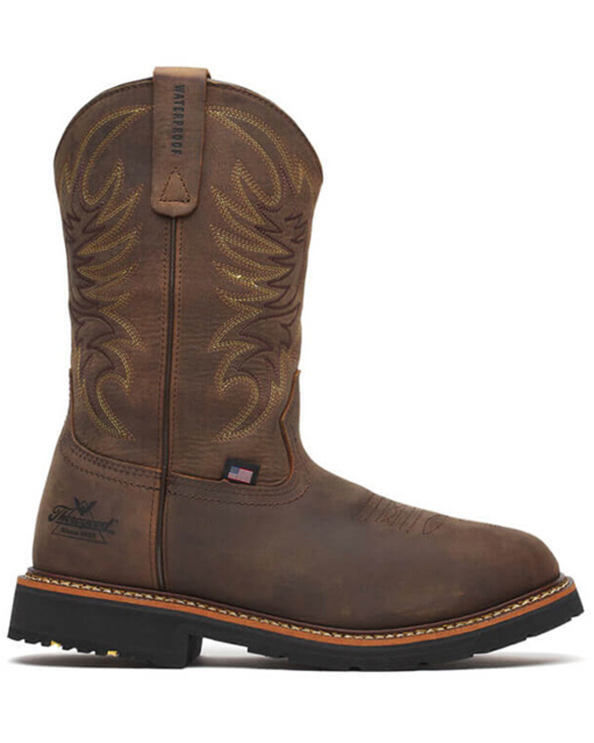 Image #2 - Thorogood Men's 11" USA Waterproof Wellington Work Boots - Composite Toe, Brown, hi-res
