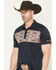 Image #2 - RANK 45&reg; Men's Southwestern Print Border Short Sleeve Button-Down Polo, Navy, hi-res