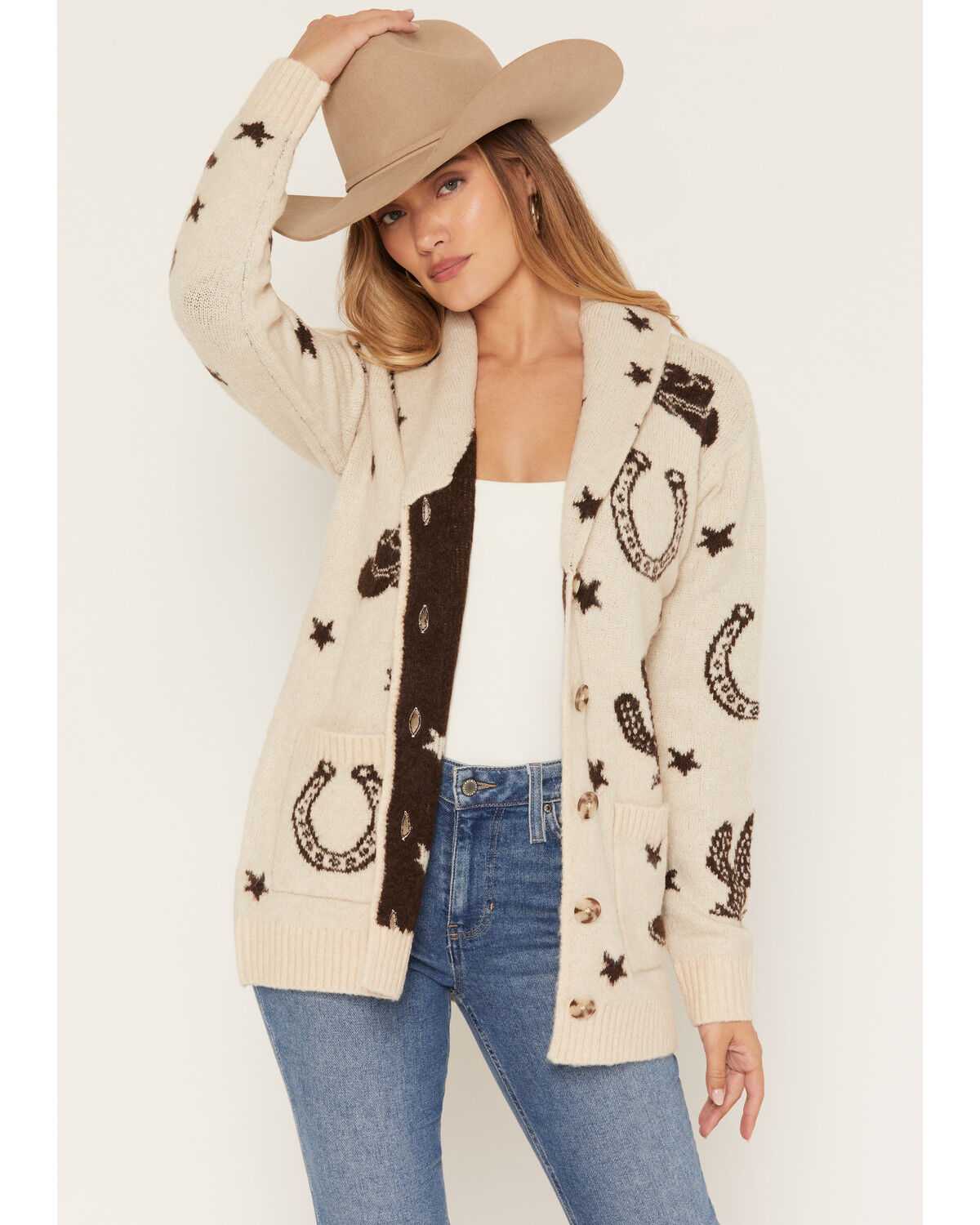 Idyllwind Women's Harper Button-Down Cardigan Sweater, Cream, hi-res