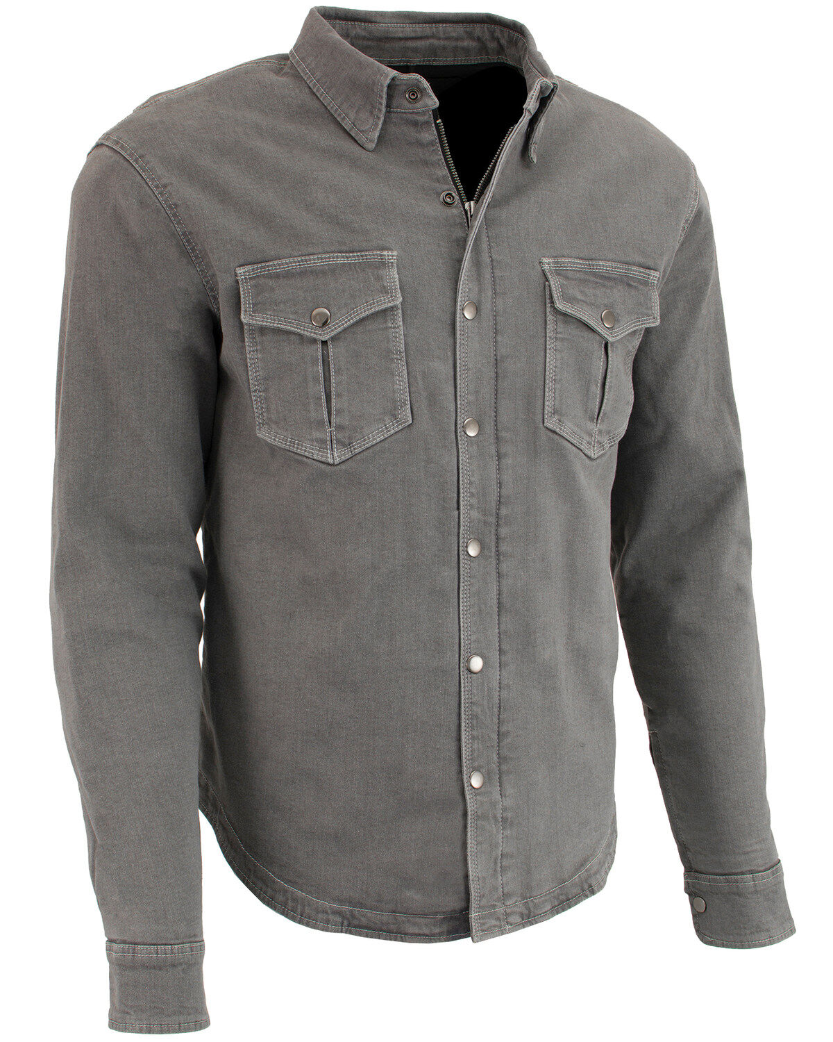 Milwaukee Performance Men's Aramid Reinforced Denim Biker Shirt - Big & Tall, Grey, hi-res