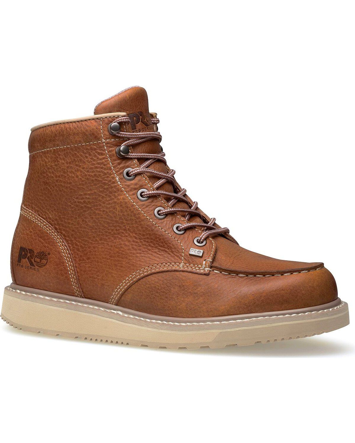 Timberland PRO Barstow 6" Lace-Up Wedge Moc Work Boots - Soft Toe, Rust, hi-res