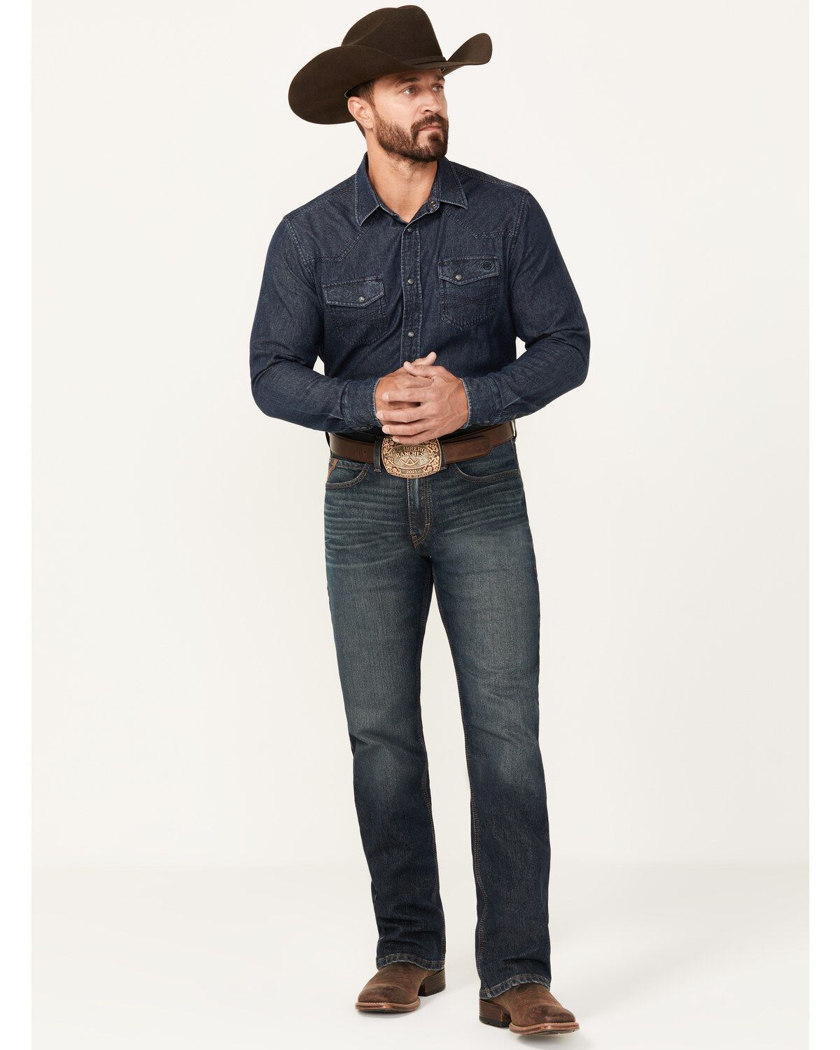 Image #1 - Ariat Men's M2 Atlas Ray Dark Wash Relaxed Bootcut Pro Series Performance Denim Jeans, Medium Wash, hi-res