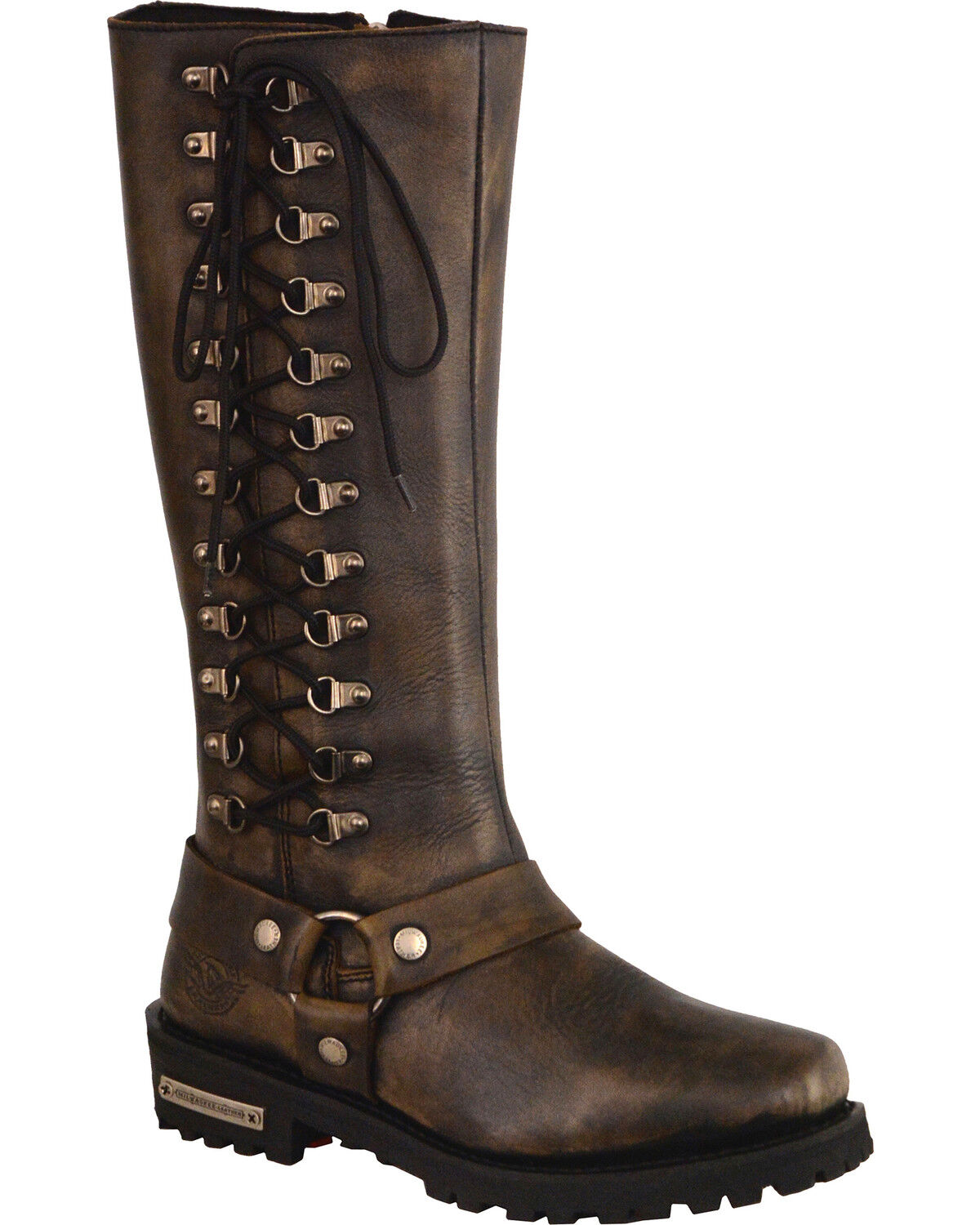 Image #1 - Milwaukee Leather Women's Waterproof 14" Harness Boots - Square Toe, Black, hi-res