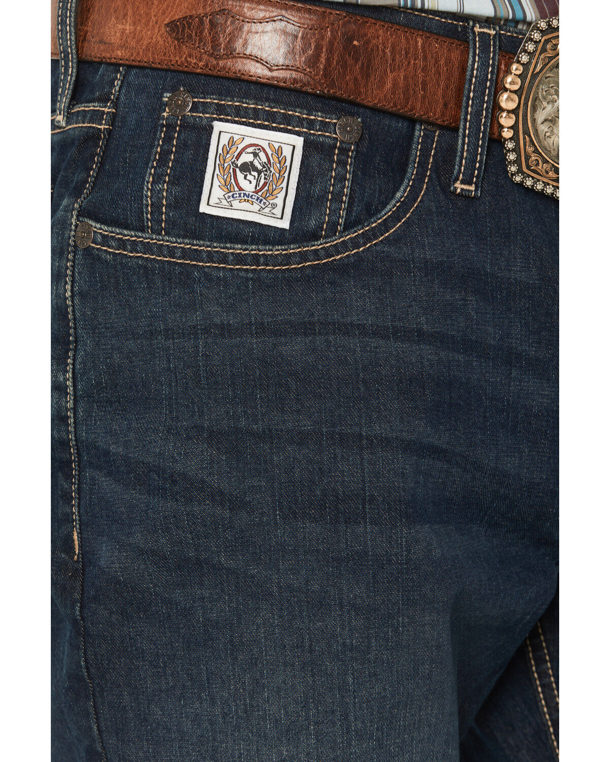 Image #2 - Cinch Men's White Label Dark Wash Relaxed Straight Performance Stretch Denim Jeans, Indigo, hi-res