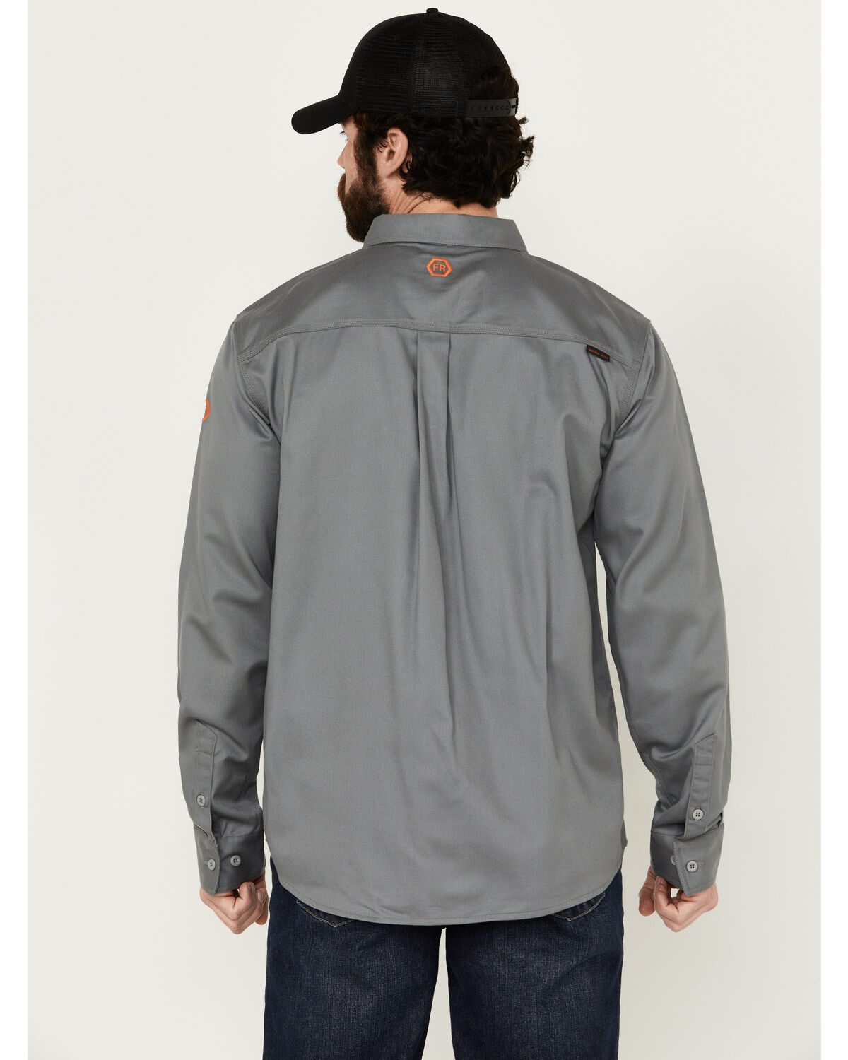 Image #4 - Hawx Men's FR Woven Long Sleeve Button-Down Work Shirt - Big, Silver, hi-res