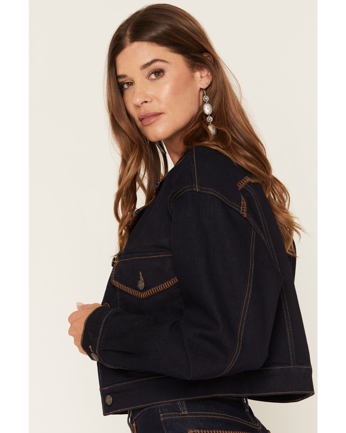 Image #1 - Shyanne Women's Wilder Cropped Denim Jacket, Dark Wash, hi-res