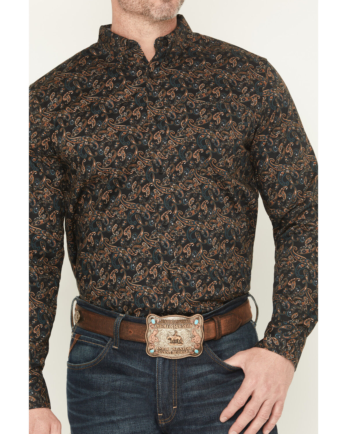 Image #3 - Cody James Men's Cumberland Paisley Print Long Sleeve Button-Down Stretch Western Shirt - Big, Black, hi-res