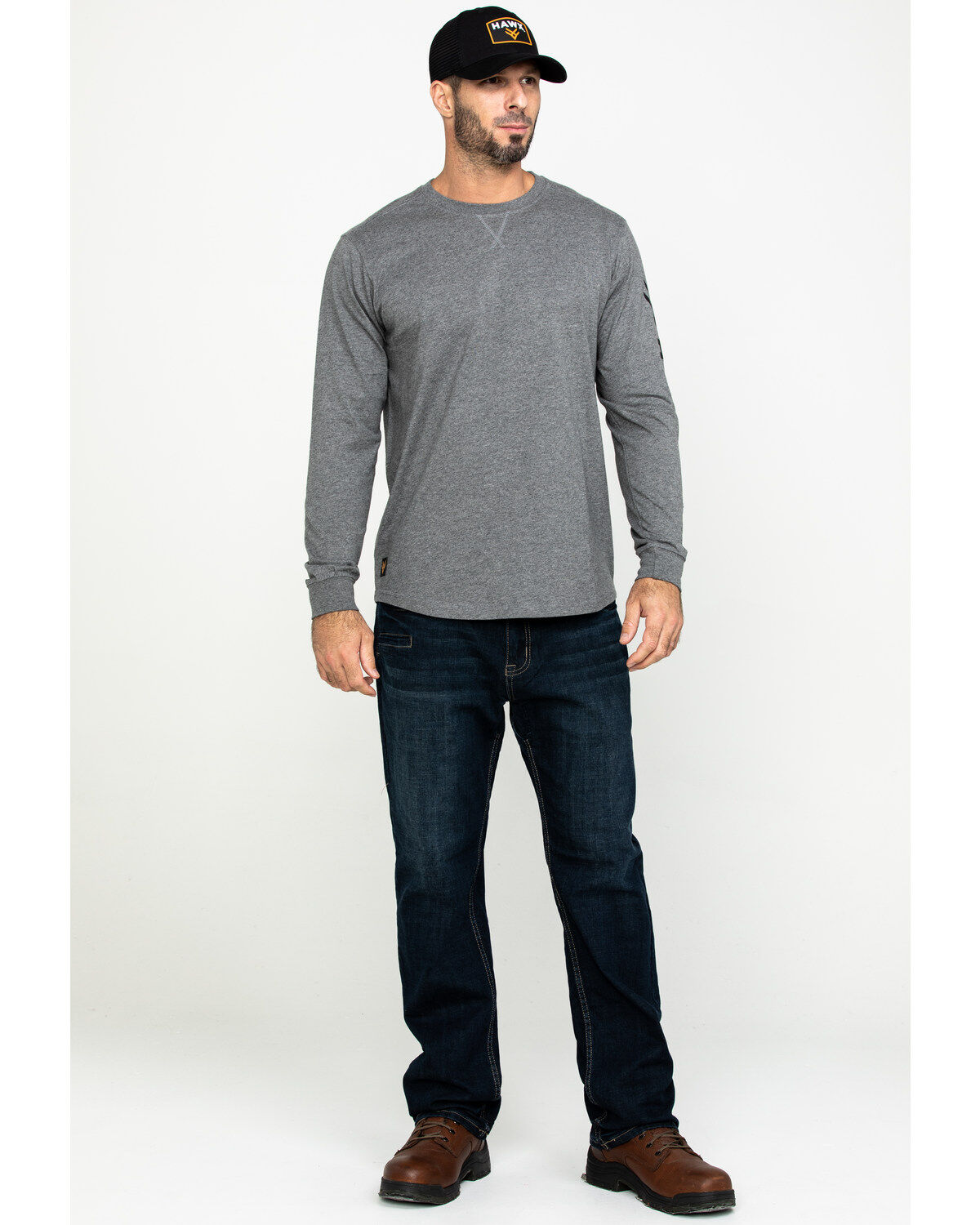 Image #6 - Hawx Men's Logo Long Sleeve Work T-Shirt, , hi-res