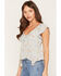 Image #2 - Wild Moss Women's Floral Print Hanky Hem Short Sleeve Top, Light Blue, hi-res