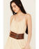 Image #1 - Shyanne Women's Tooled Floral Double Buckle Wide Waist Belt , Brown, hi-res