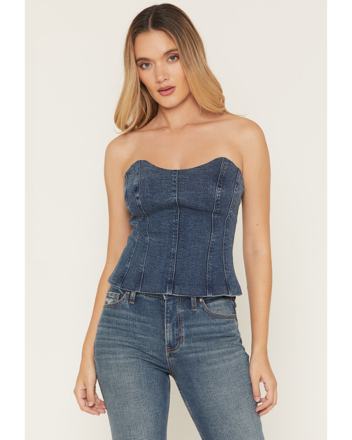 Image #3 - Cleo + Wolf Women's Medium Wash Cleo Strapless Denim Corset, Medium Wash, hi-res