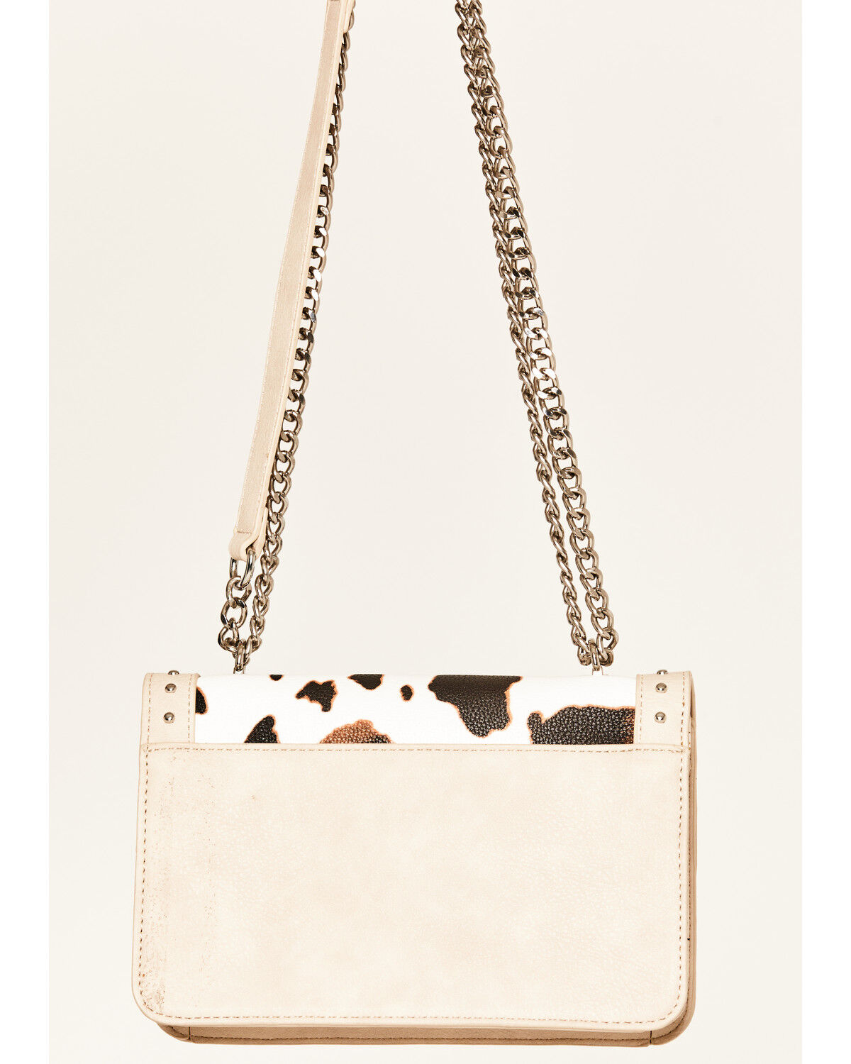 Image #3 - Wrangler X Boot Barn Women's Cow Print Large Clutch with Chain Strap, Beige, hi-res