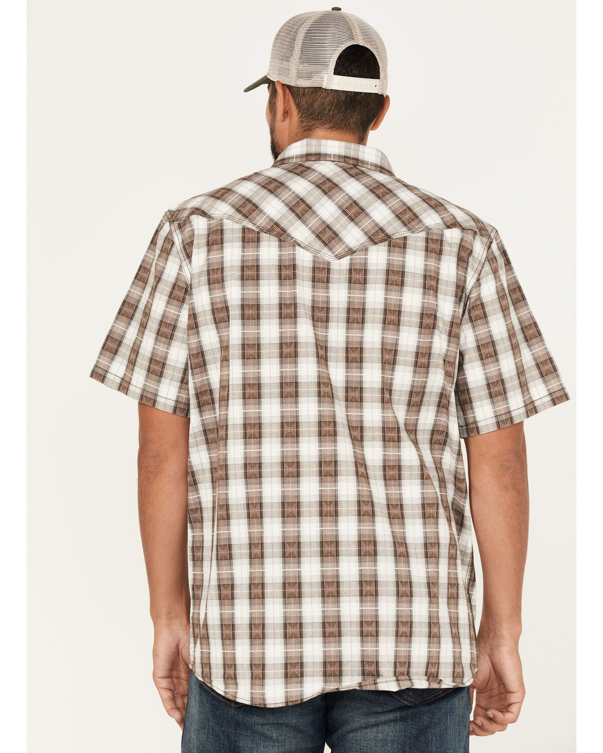 Image #4 - Moonshine Spirit&reg; Men's Twisted Barb Plaid Snap Western Shirt, Brown, hi-res