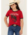 Image #1 - Wrangler Girls' Bucking Bronco Short Sleeve Graphic Tee , Red, hi-res