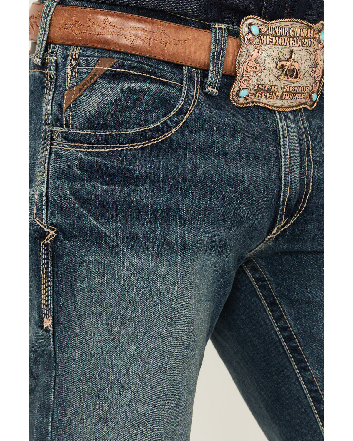 Image #4 - Ariat Men's M5 Gulch Medium Wash Low Rise Straight Denim Jeans, Med Wash, hi-res