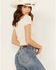 Image #2 - Cleo + Wolf Women's Knit Eyelet Smocked Crop Top, Cream, hi-res