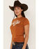 Image #2 - RANK 45&reg; Women's Logo Short Sleeve Graphic Tee, Pecan, hi-res