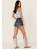 Image #3 - Cleo + Wolf Women's High Rise Dark Wash Frayed Denim Shorts, Blue, hi-res