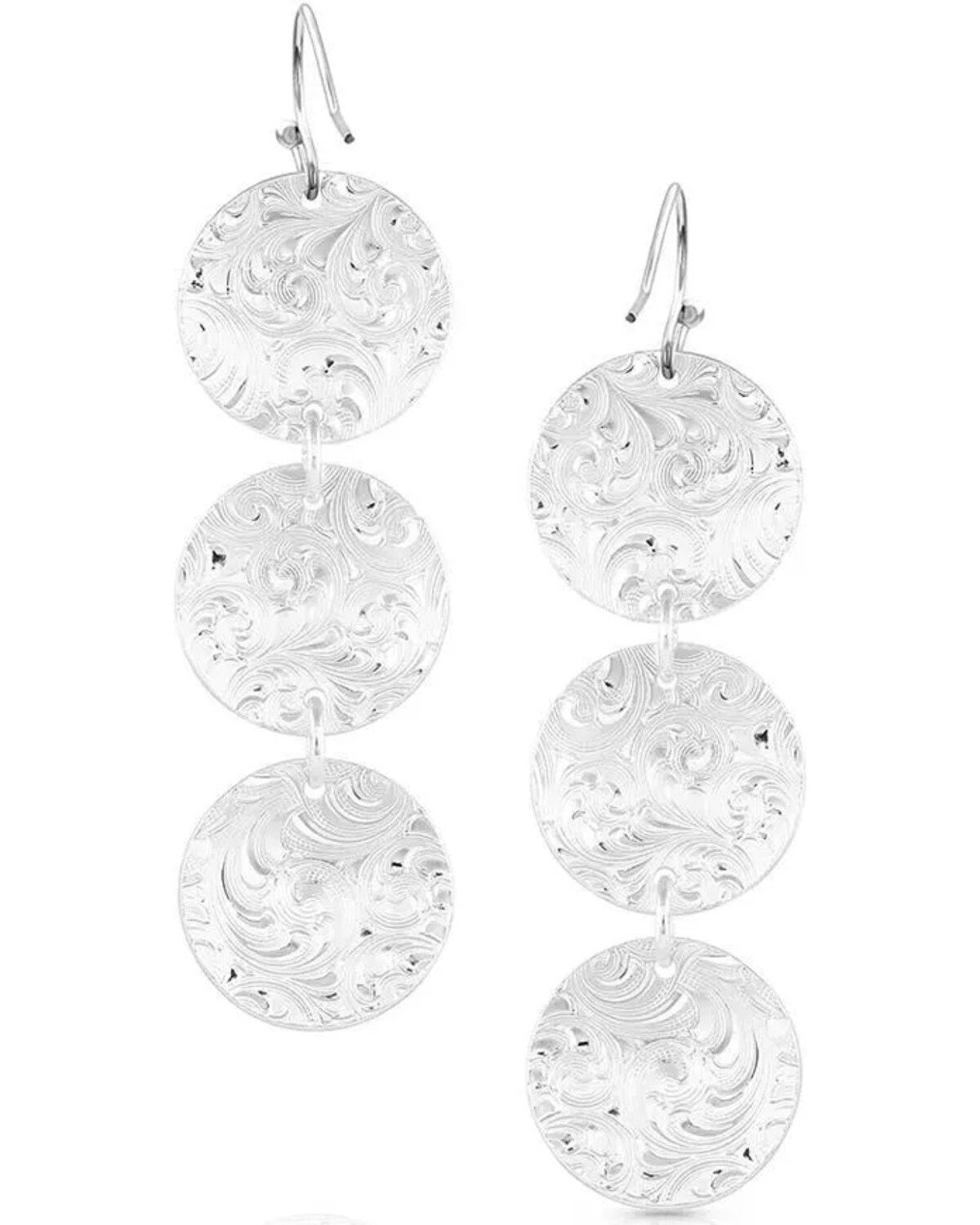 Image #2 - Montana Silversmiths Women's Triple Concho Dangle Earrings, Silver, hi-res