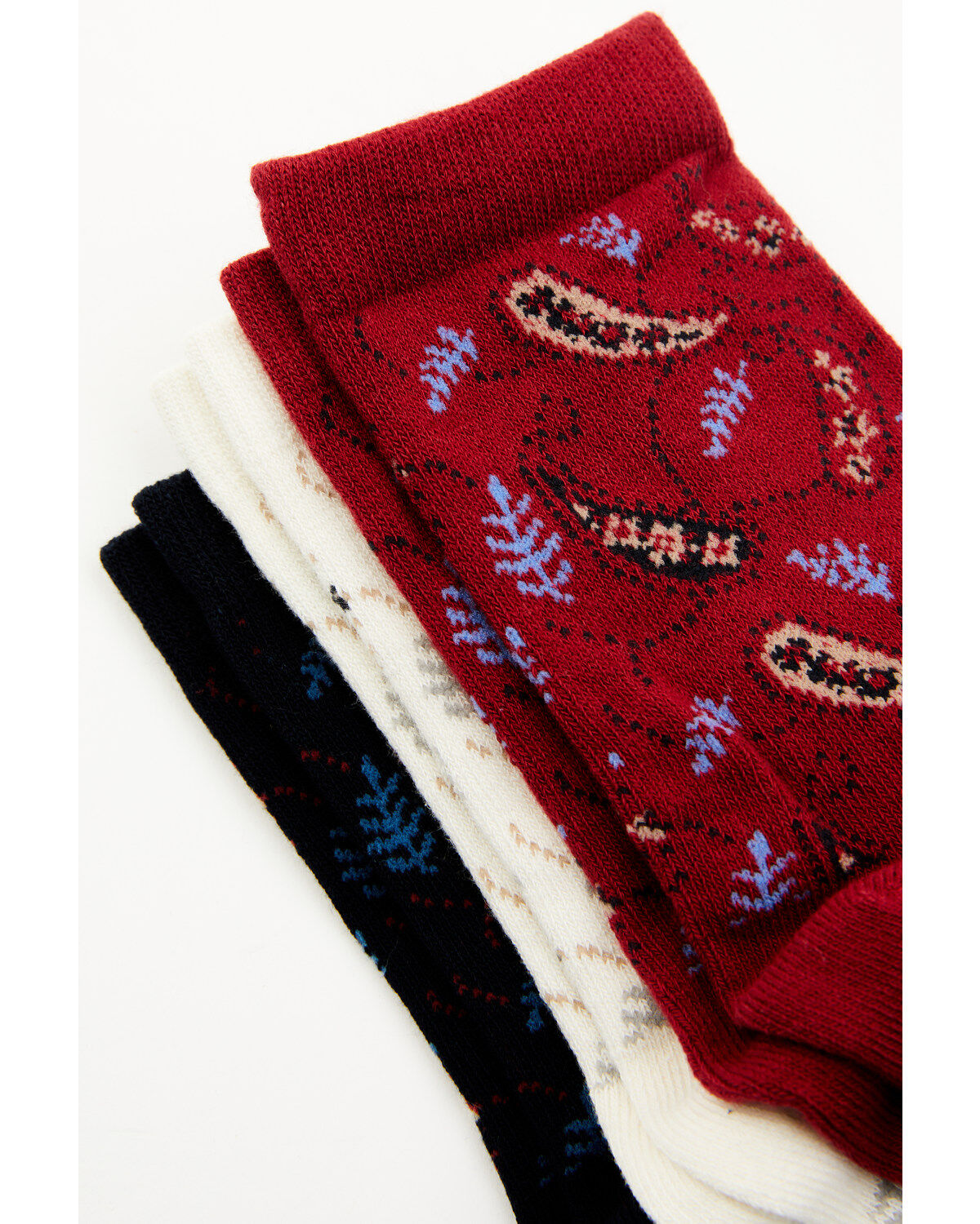 Image #4 - Shyanne Girls' Libby Paisley Crew Socks - 3-Pack, Cream, hi-res