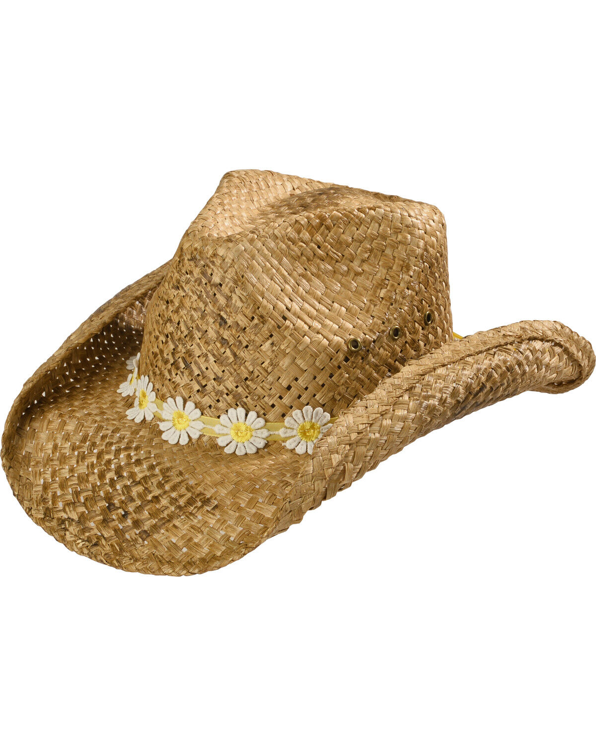 Shyanne&reg; Girls' Daisy Straw Hat, Brown, hi-res