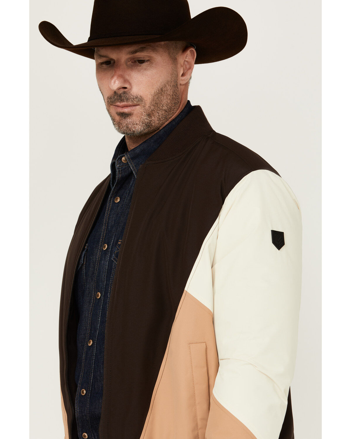 Image #2 - RANK 45&reg; Men's Color Block Bomber Filled Windbreaker Jacket, Coffee, hi-res