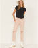 Image #1 - Cleo + Wolf Women's Distressed High Rise Straight Jeans, Peach, hi-res