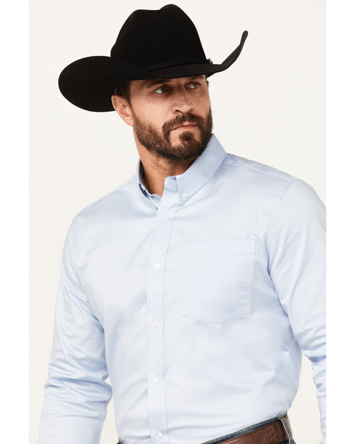 Image #2 - Cody James Men's Performance Twill Solid Long Sleeve Button-Down Western Shirt - Tall, Light Blue, hi-res