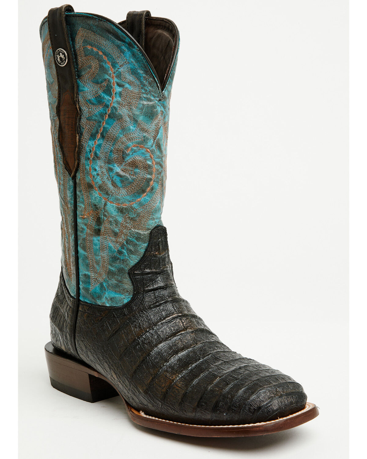 Tanner Mark Men's Caiman Print Western Boots - Broad Square Toe, Black, hi-res