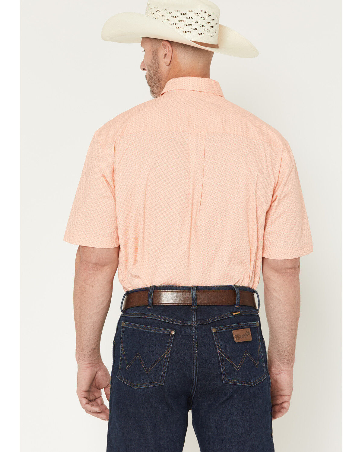 Image #4 - George Strait by Wrangler Men's Geo Print Short Sleeve Button-Down Stretch Western Shirt - Tall, Orange, hi-res