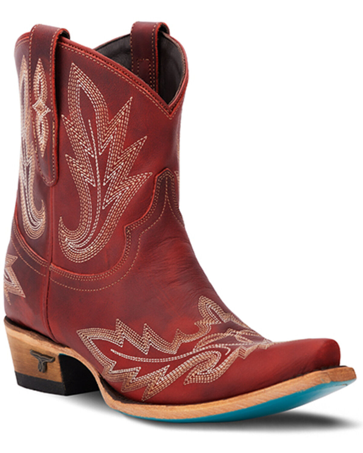 Image #1 - Lane Women's Lexington Western Booties - Snip Toe, Red, hi-res