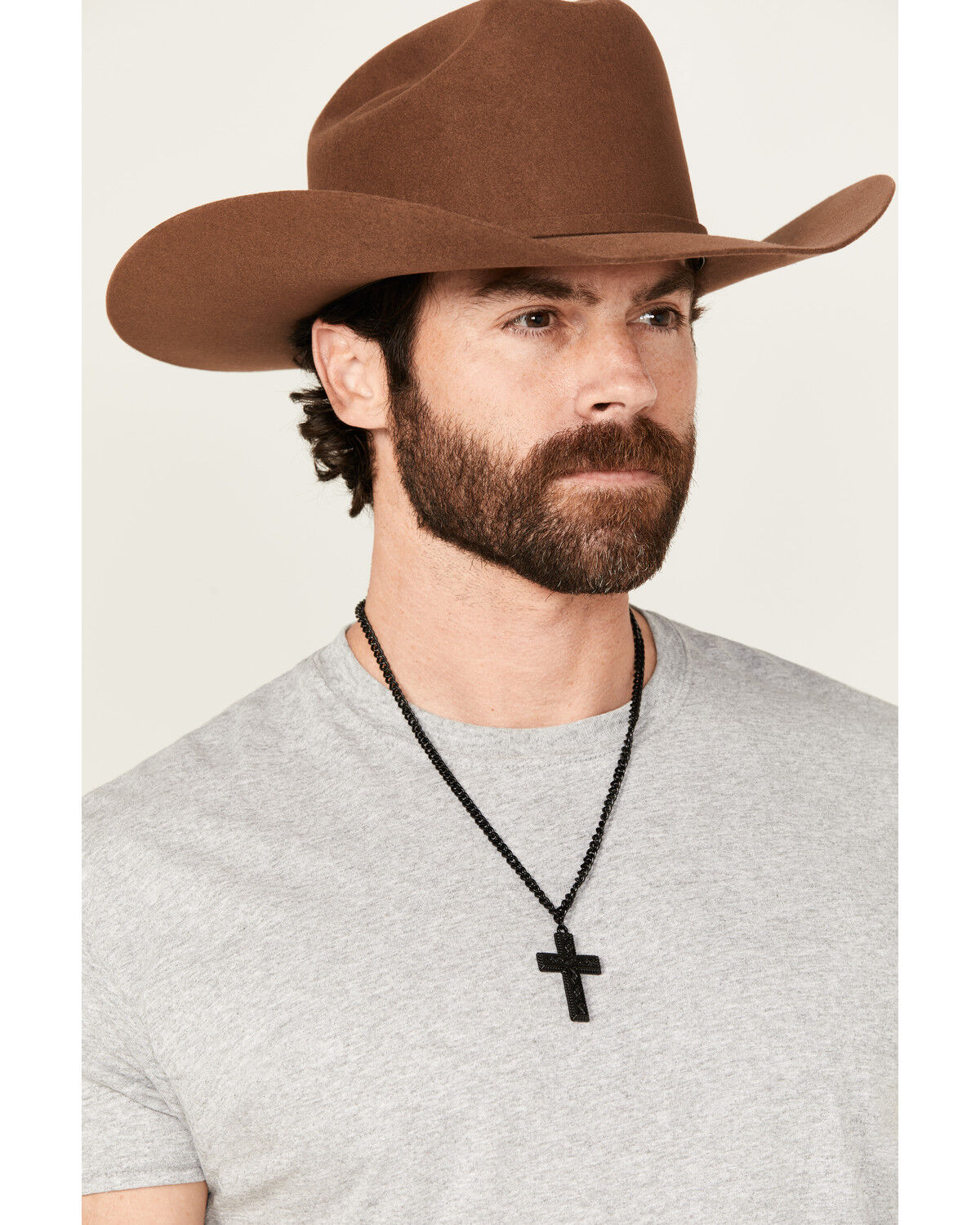 Cody James Men's Matte Cross Necklace, Black, hi-res