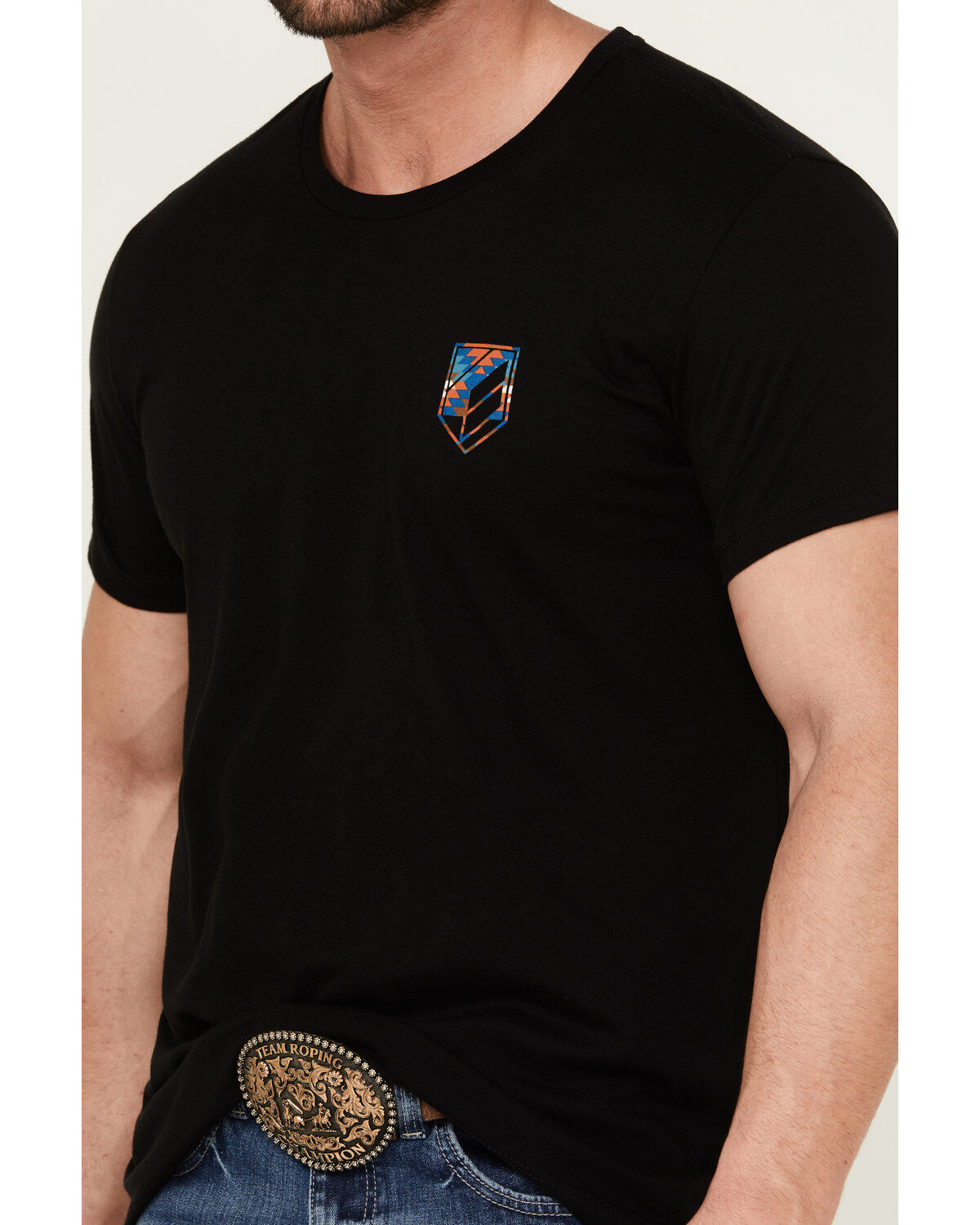 Image #3 - RANK 45&reg; Men's Southwestern Print Bull Logo Short Sleeve Graphic T-Shirt, Black, hi-res
