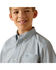 Image #2 - Ariat Boys' Geo Print Short Sleeve Button-Down Western Shirt, Blue, hi-res