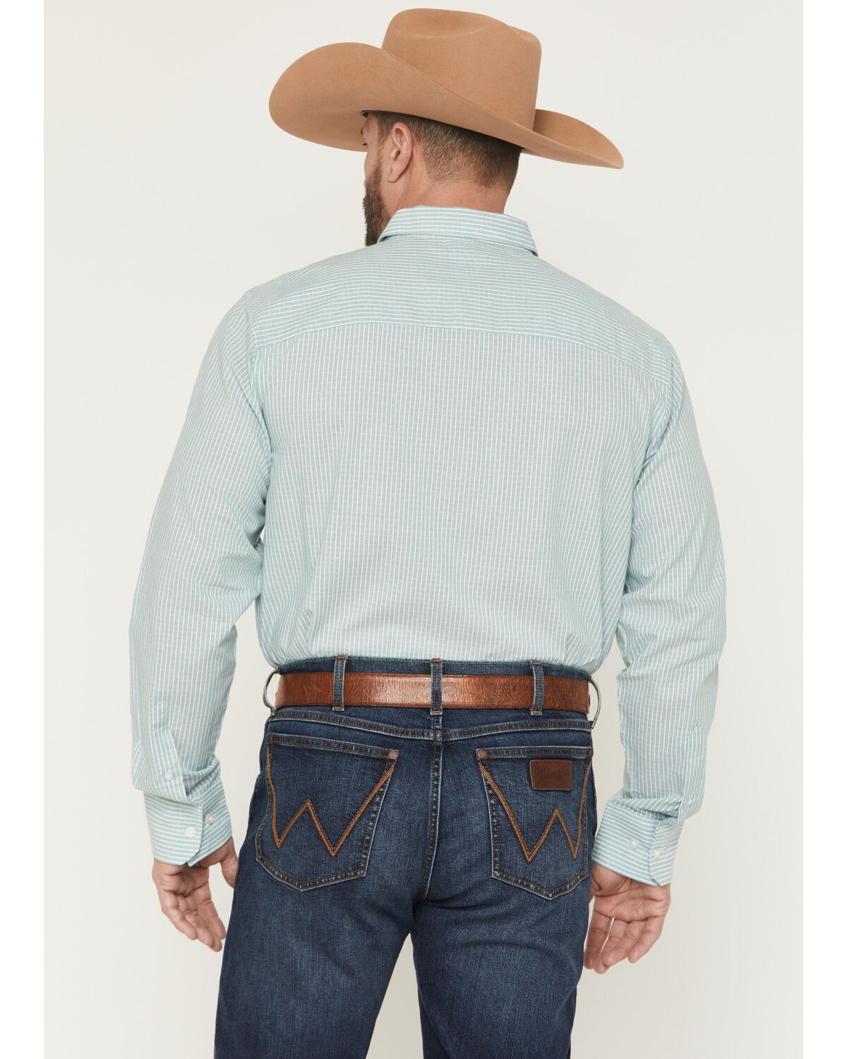 Image #4 - Wrangler X Cody Johnson Men's Striped Long Sleeve Button-Down Western Shirt, Green, hi-res