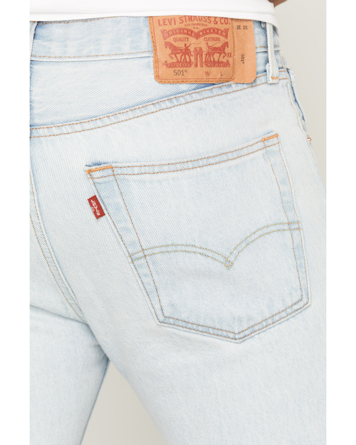 Image #4 - Levi's Men's Saturday At Noon Light Wash Original Straight Rigid Denim Jeans, Light Wash, hi-res