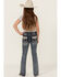 Image #1 - Grace in LA Girls' Medium Wash Geo Pocket Bootcut Stretch Denim Jeans, Medium Wash, hi-res