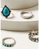 Image #3 - Shyanne Women's Turquoise & Silver Boho 6 Piece Ring Set , Silver, hi-res