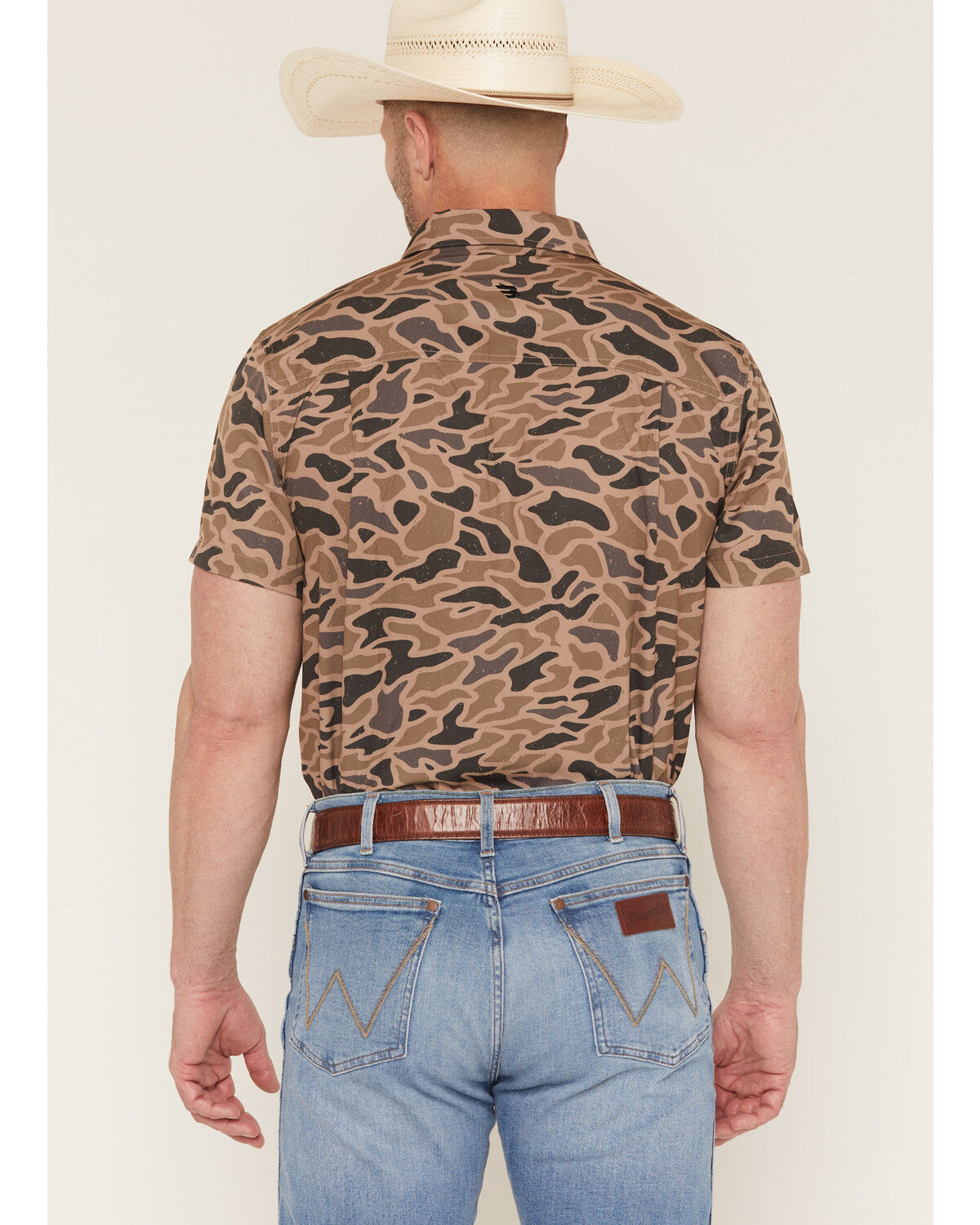 Image #4 - Burlebo Men's Camo Print Short Sleeve Button-Down Western Shirt, Camouflage, hi-res