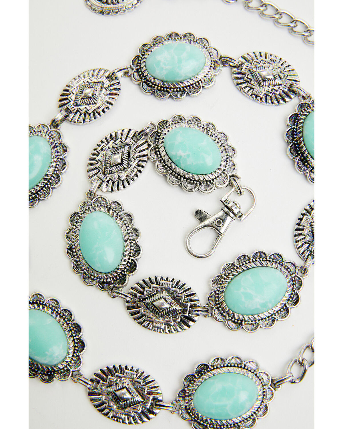 Image #3 - Shyanne Women's Southwestern Stone Chain Belt, Silver, hi-res