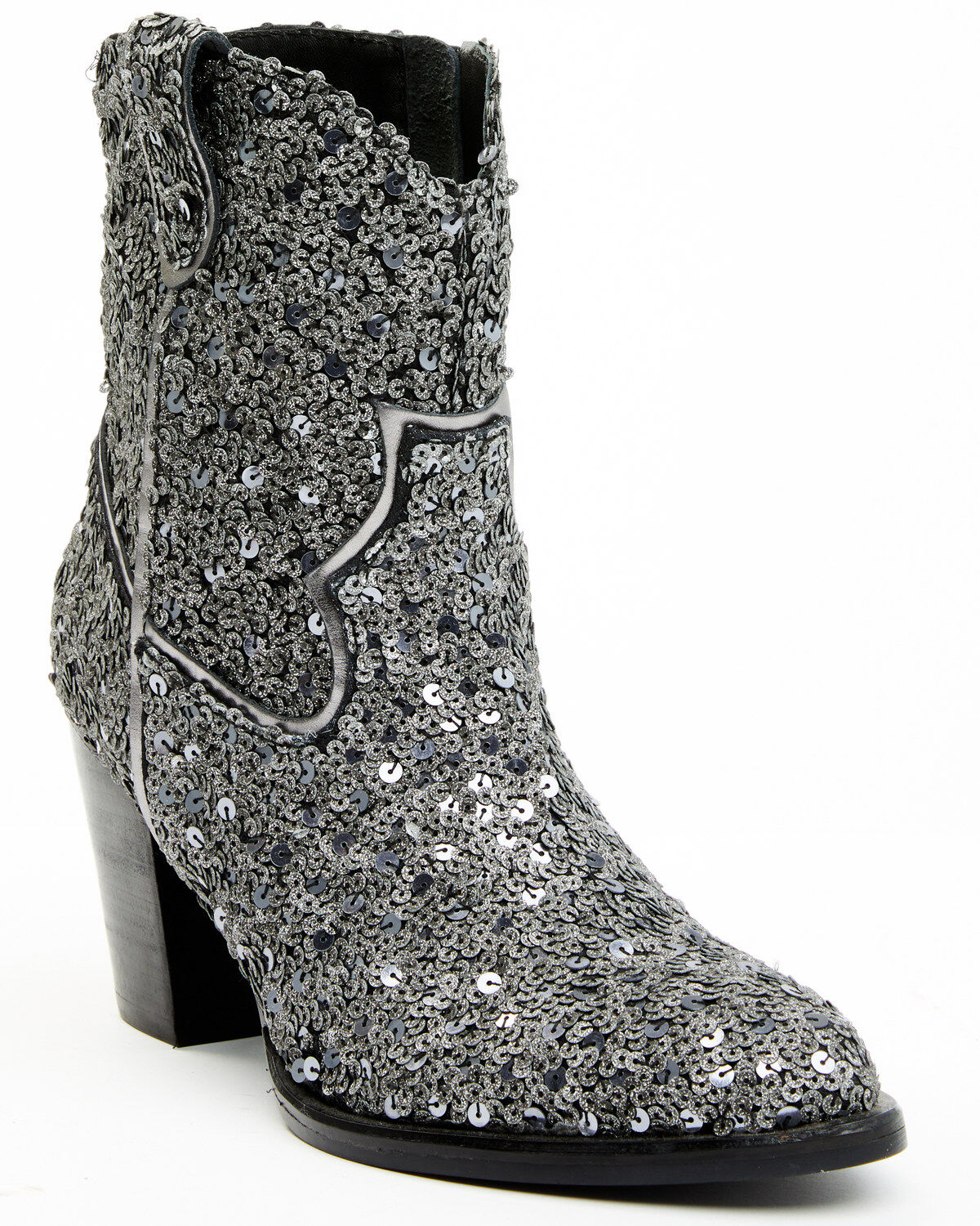 Shyanne Women's Dolly Western Booties - Round Toe, Silver, hi-res