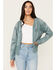 Image #1 - Miss Me Women's Crochet Faux Suede Jacket , Blue, hi-res