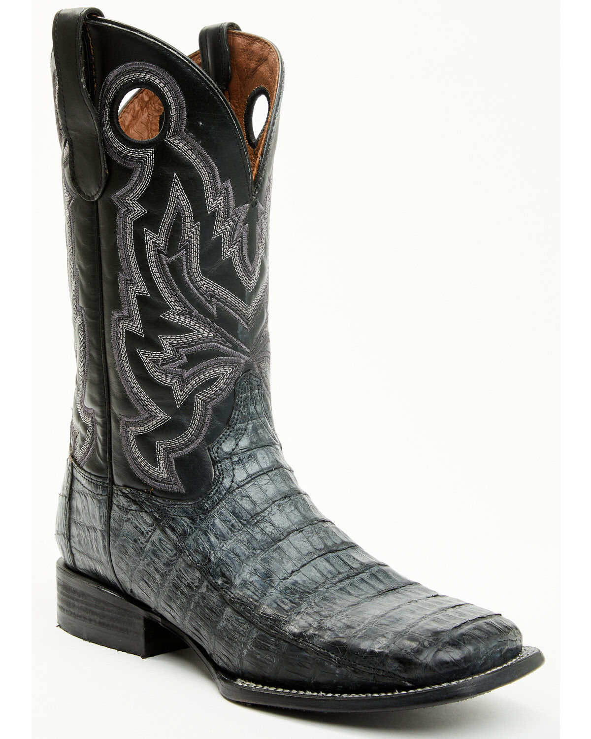 Corral Men's Exotic Caiman Western Boots - Broad Square Toe, Black, hi-res